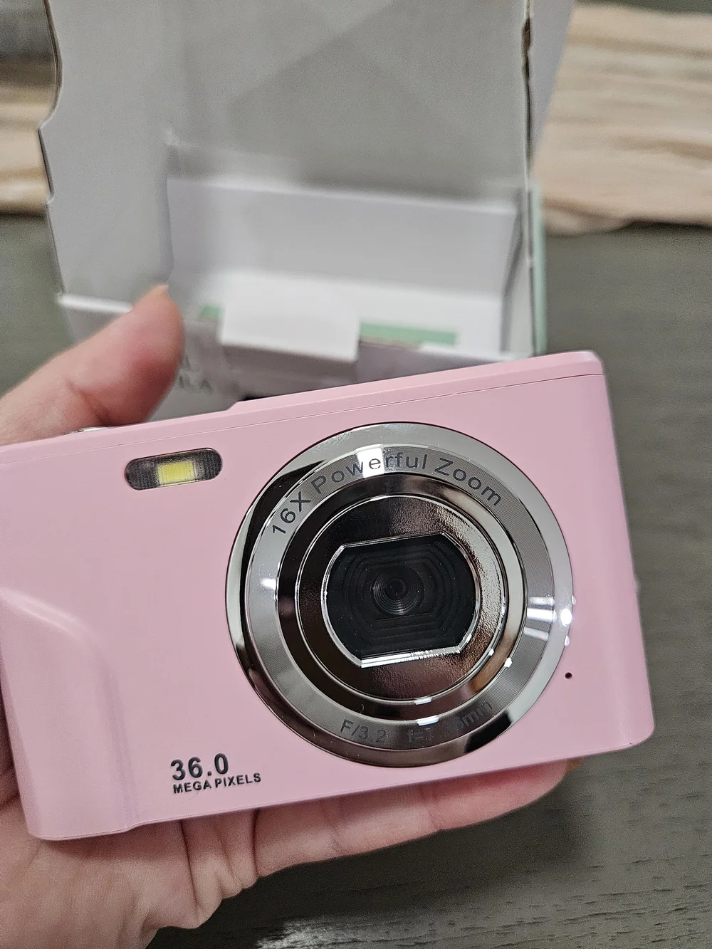 Compact 36MP Pink Digital Camera with 16x Zoom
